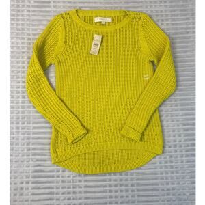 NWT Loft Lime Green Knitted Crew Neck Sweater Long Sleeve Pullover Women's XXSP